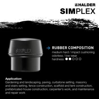                                             SIMPLEX soft-face mallets Rubber composition / superplastic; with reinforced cast iron housing and fibre-glass handle
 IM0015353 Foto ArtGrp Zusatz en
