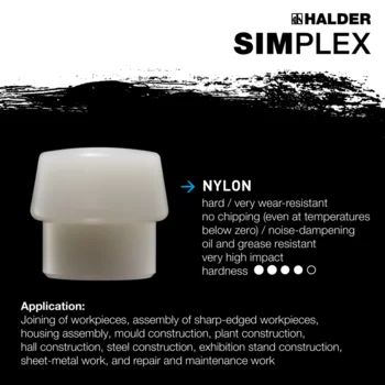                                             SIMPLEX soft-face mallets Nylon / soft metal; with reinforced cast iron housing and fibre-glass handle
 IM0015356 Foto ArtGrp Zusatz en
